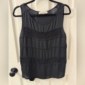 LOFT Black Textured Tank Top